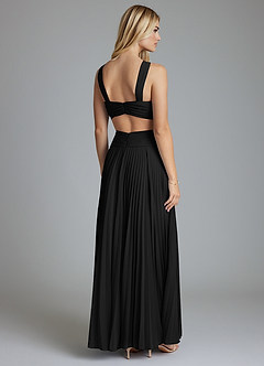Azazie Hosanna Bridesmaid Dresses Black A-Line Pleated Chiffon Dress image3