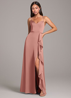 Azazie Naeem Robes de demoiselle d'honneur Robe Trapèze en Satin extensible Rosette image1