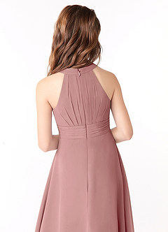 Azazie Linna Junior Dusty Rose A-Line Pleated Chiffon Dress image3