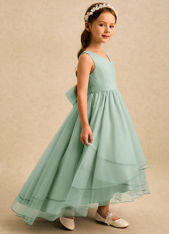 Azazie Seraphina Flower Girl Dresses Agave A-Line Pleated Tulle Dress image5