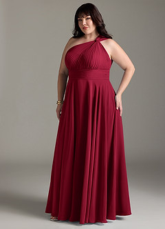 Azazie Charlize Bridesmaid Dresses Burgundy A-Line One Shoulder Chiffon Dress image11