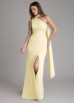 Azazie Zhanna Brautjungfernkleider Meerjungfrau-Linie One-Shoulder Chiffon Kleid Zitronensorbet image4