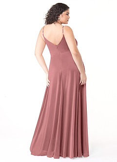 Azazie Evalin Brautjungfernkleider A-Linie V-Hals Gefaltet Gittergewebe Kleid Wüstenrose image8