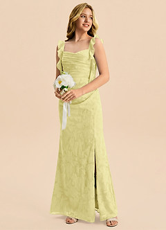 Azazie Jessamine Junior Lemon Sorbet Mermaid Sweetheart Neckline Floral Burnout Dress image4