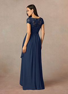 Azazie Lunda Kleider für die Brautmutter A-Linie Spitze Chiffon Kleid Dunkelmarine image4