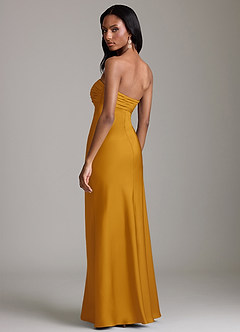 Azazie Saylor Vestidos de damas de honor Vestido de Caramelo de Satén Elástico de Corte Sirena con Sin tirantes image5