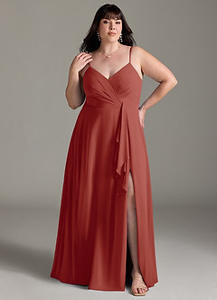 Azazie Akita Bridesmaid Dresses Terracotta A-Line Chiffon Dress image5