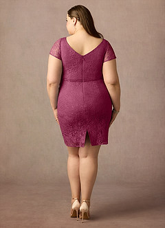 Azazie Lucilia Final Sale Mulberry Sheath Lace Dress image8