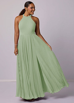 Barbie ♥ Azazie Bridesmaid Dresses Dusty Sage A-Line Pleated Chiffon Dress image9