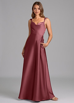 Azazie Beatrice 신부 들러리 드레스 A라인 스윗하트 네크라인 스트레치 새틴 바닥 길이 드레스 image4