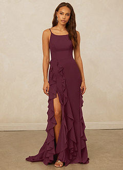Christian Siriano Bridal for Azazie 1006 Bridesmaid Dresses Cabernet Mermaid Ruched Chiffon Dress image3