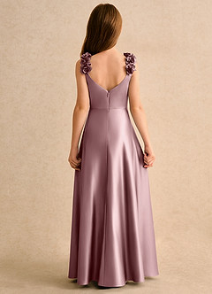 Azazie Rosita Junior Formal vestidos de niña de las flores Vestido de Rosa Polvorienta de Satin Mate de Corte en A con Plisado image4