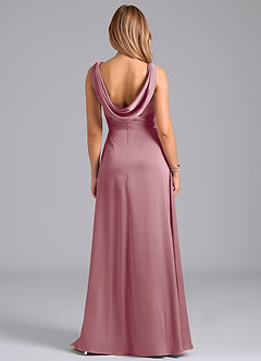 Azazie Karina Bridesmaid Dresses Vintage Mauve A-Line Pleated Stretch Satin Dress image6