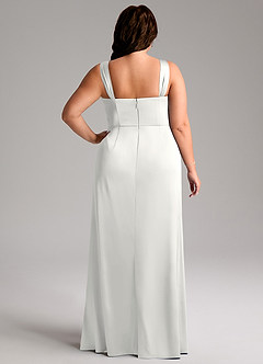 Azazie Denice Bridesmaid Dresses White Sheath Pleated Stretch Satin Dress image11