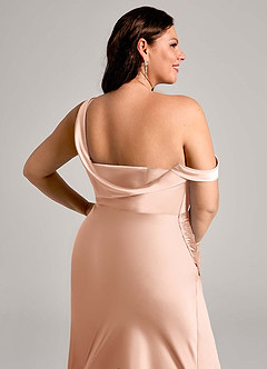 Azazie Madelyn Bridesmaid Dresses Rose Gold Mermaid One Shoulder Stretch Satin Convertible Dress image14
