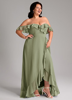 Azazie Lyra Bridesmaid Dresses Pistachio A-Line Chiffon Convertible Dress image14