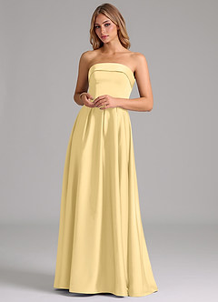 Azazie Lucienne Vestidos de damas de honor Vestido de Butter de Satén Elástico de Línea A Convertible con Sin tirantes image4