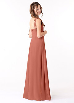 Azazie Rosey Junior Clay A-Line Sweetheart Neckline Chiffon Dress image4