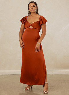 Christian Siriano Bridal for Azazie 1005 Brautjungfernkleider Etui Herzausschnitt Stretch-Satin Kleid Paprika image9