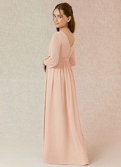 Azazie Angelica Junior Abito A-Line in Chiffon Plissettato Rosa Inglese image2