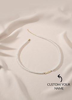 front Personalized Name Pearl Necklace