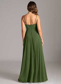 Azazie Amani Bridesmaid Dresses Olive A-Line Pleated Chiffon Dress image2