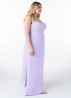 Azazie Mai Brautjungfernkleider Etui Plissee Chiffon Kleid Flieder image10