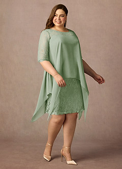 Azazie Flo Mother of the Bride Dresses Dusty Sage A-Line Lace Chiffon Dress image8