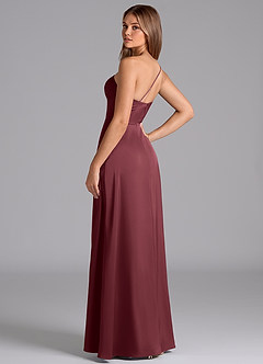 Azazie Trina Final Sale Merlot A-Line One Shoulder Stretch Satin Dress image6