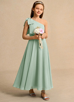 Azazie Guppy Junior Formal Flower Girl Klänningar Klä A-Line i Chiffong Ena axeln image1