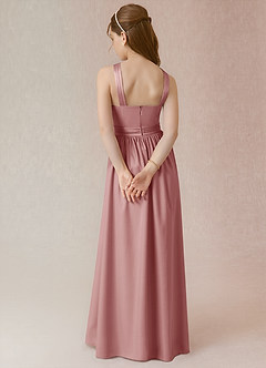 Azazie Jiya Junior Dusty Rose A-Line Pleated Stretch Satin Dress image2