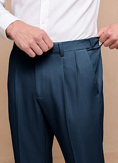 front Owen Azul Marino Oscuro Pantalones de vestir ligeros y a medida