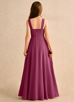 Azazie Makani Girls Formal Blumenmädchenkleider A-Linie Herzausschnitt Chiffon Kleid Maulbeerrot image2
