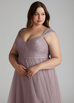 Azazie Luxi Bridesmaid Dresses Dusk A-Line Pleated Tulle Dress image7