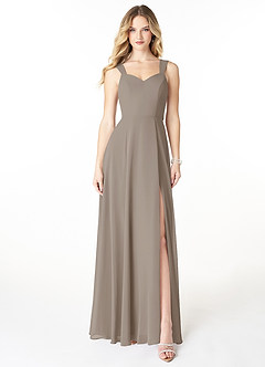 Azazie Julie Bridesmaid Dresses Taupe A-Line Sweetheart Neckline Chiffon Dress image1