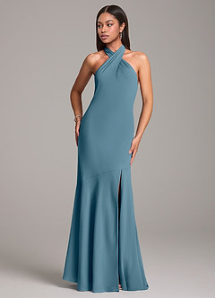 Azazie Lorena Robes de demoiselle d'honneur Robe Sirène en Mousseline de soie Plissée Bermude image4