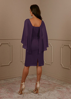 Azazie Mirra Mother of the Bride Dresses Plum Sheath Scoop Pleated Chiffon Dress image3