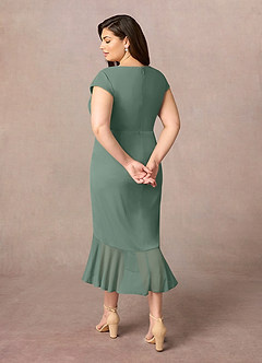 Azazie Renetta Mère de la mariée Robes Robe Fourreau en Maille Col V plissé Eucalyptus image11
