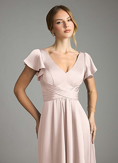 Azazie Omari Bridesmaid Dresses Blushing Pink A-Line Stretch Satin Dress image6