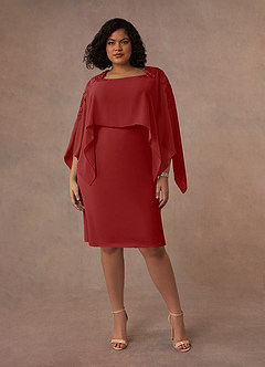 Azazie Maryam Mère de la mariée Robes Robe Fourreau en Mousseline de soie Dentelle Rouille image6
