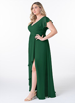 Azazie Omari Bridesmaid Dresses Dark Green A-Line Chiffon Dress image9