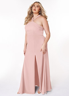 Azazie Rue Brautjungfernkleider A-Linie Halter Chiffon Kleid Puderrosa image9