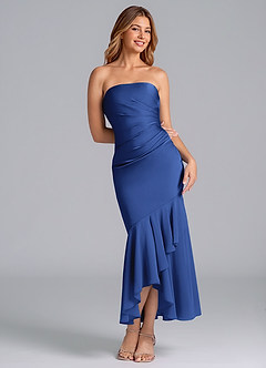 Azazie Danie Jurken voor bruidsmeisjes Jurk van Chiffon met Kolom Strapless Koningsblauw image1