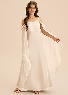 Azazie Moana Junior Linia A Pofałdowany Szyfon Długość podłogi Młodsza druhna Sukienka image6