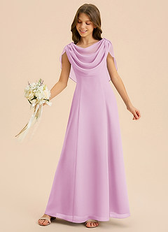 Azazie Lambie Junior Candy Pink A-Line Pleated Chiffon Dress image6