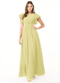 Azazie Daphne Modest Bridesmaid Dresses A-Line Ruffled Chiffon Floor-Length Dress image1