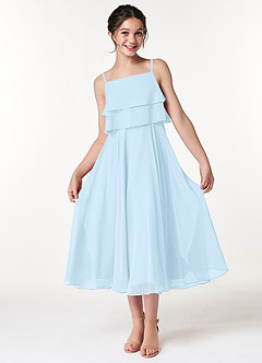 Azazie Ensley Junior Sky Blue A-Line Pleated Chiffon Dress image1