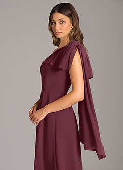 Azazie Tella Bridesmaid Dresses Cabernet A-Line One Shoulder Chiffon Dress image8