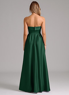 Azazie Lucienne Bridesmaid Dresses Dark Green A-Line Strapless Stretch Satin Convertible Dress image7