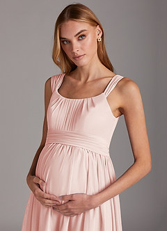 Azazie Melanie Final Sale Empire Pleated Mesh Floor-Length Dress image5